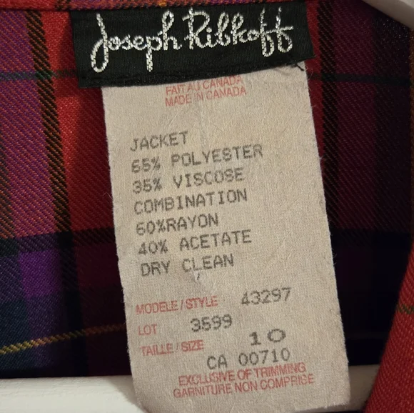 Joseph Ribkoff Vintage Plaid Red and Purple Women's Blazer and Skirt Set Size 10 - Picture 10 of 12